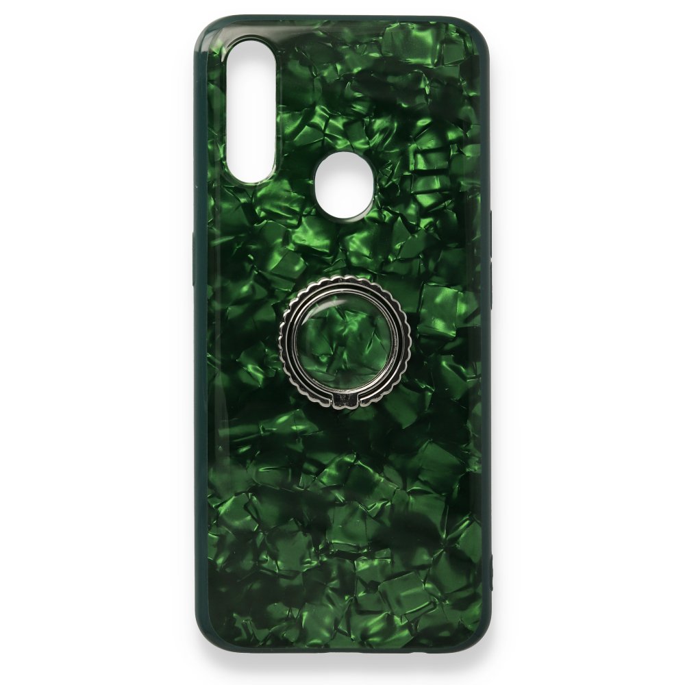 Newface Oppo A31 Kılıf Marble Yüzüklü Silikon - Yeşil
