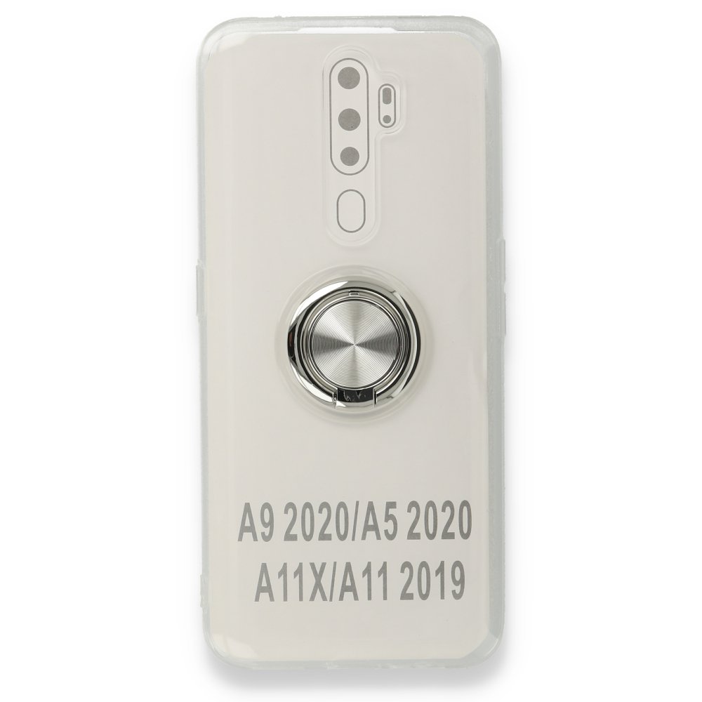 Newface Oppo A5 2020 Kılıf Gros Yüzüklü Silikon - Gümüş