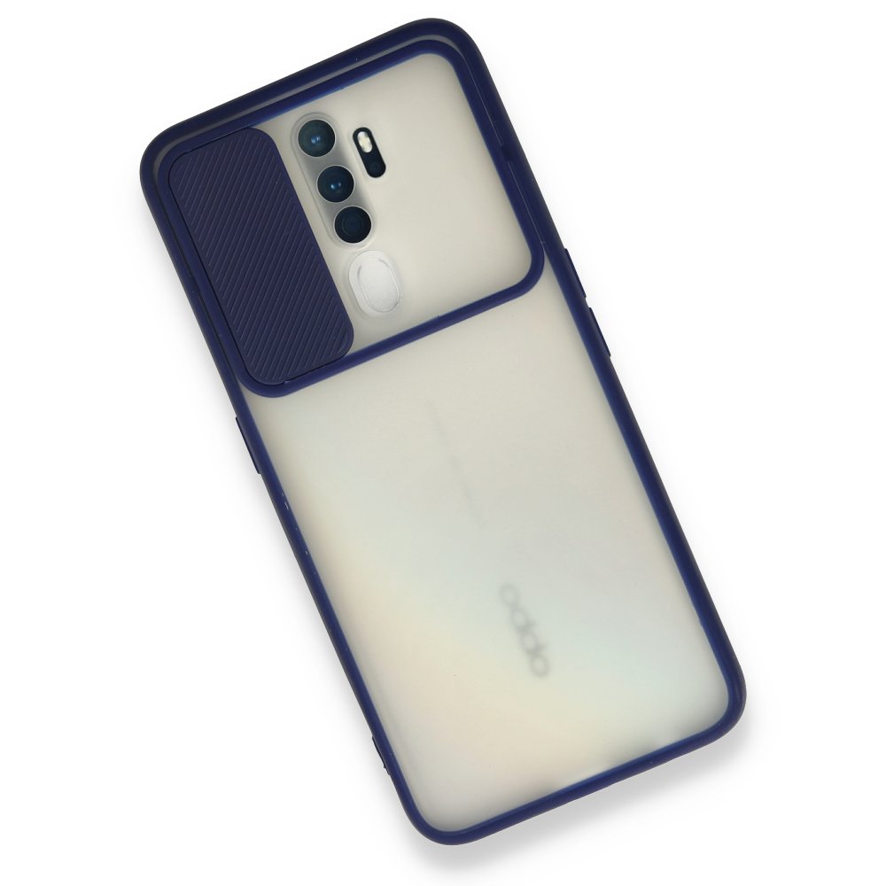 Newface Oppo A5 2020 Kılıf Palm Buzlu Kamera Sürgülü Silikon - Lacivert