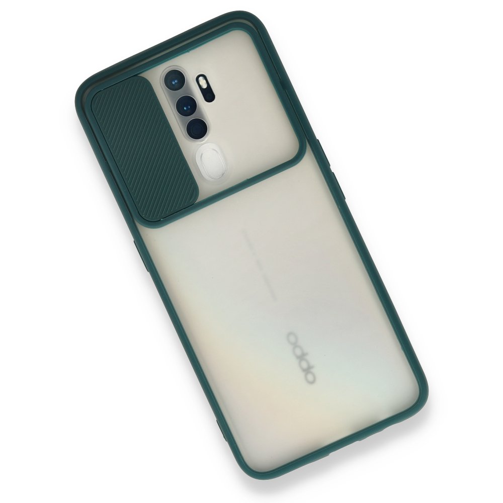 Newface Oppo A5 2020 Kılıf Palm Buzlu Kamera Sürgülü Silikon - Yeşil