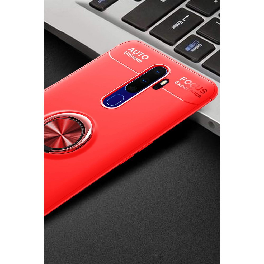 Newface Oppo A5 2020 Kılıf Range Yüzüklü Silikon - Kırmızı