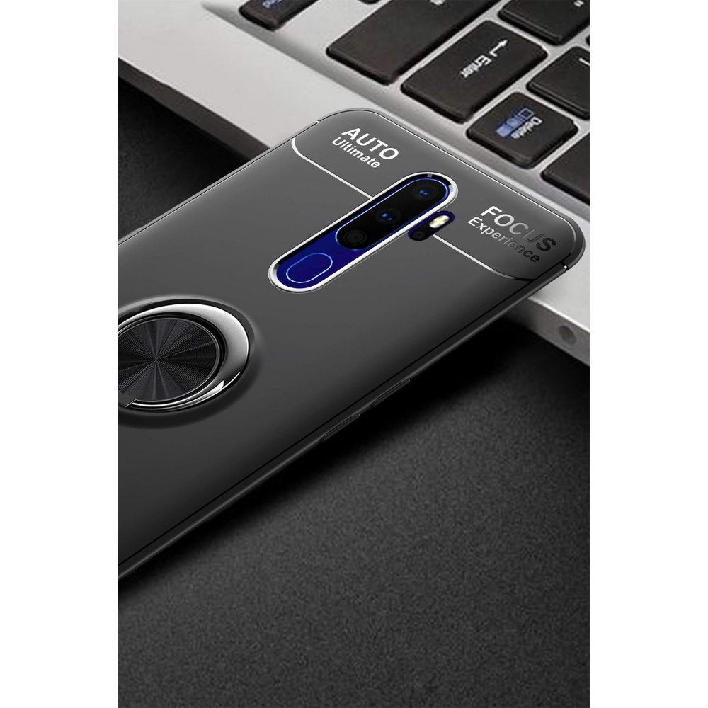Newface Oppo A5 2020 Kılıf Range Yüzüklü Silikon - Siyah