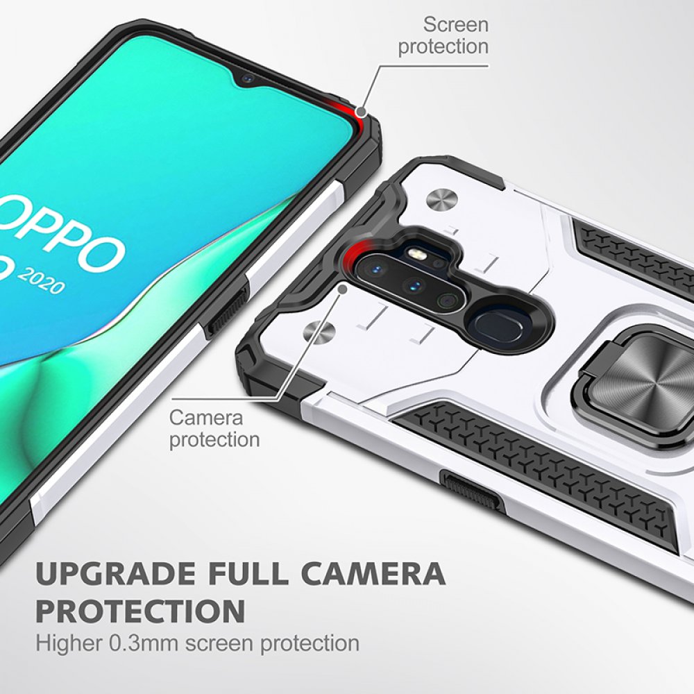 Newface Oppo A5 2020 Kılıf Zegna Yüzüklü Silikon Kapak - Gümüş