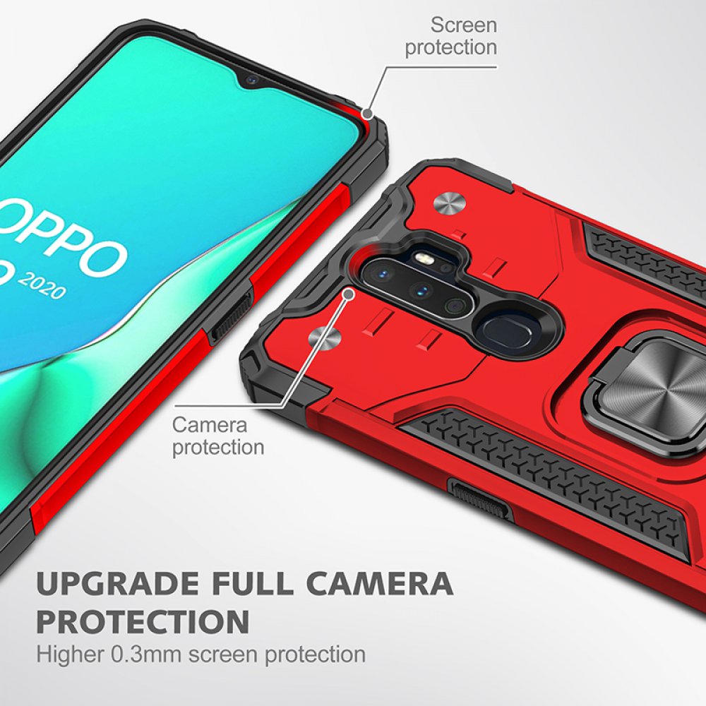 Newface Oppo A5 2020 Kılıf Zegna Yüzüklü Silikon Kapak - Kırmızı