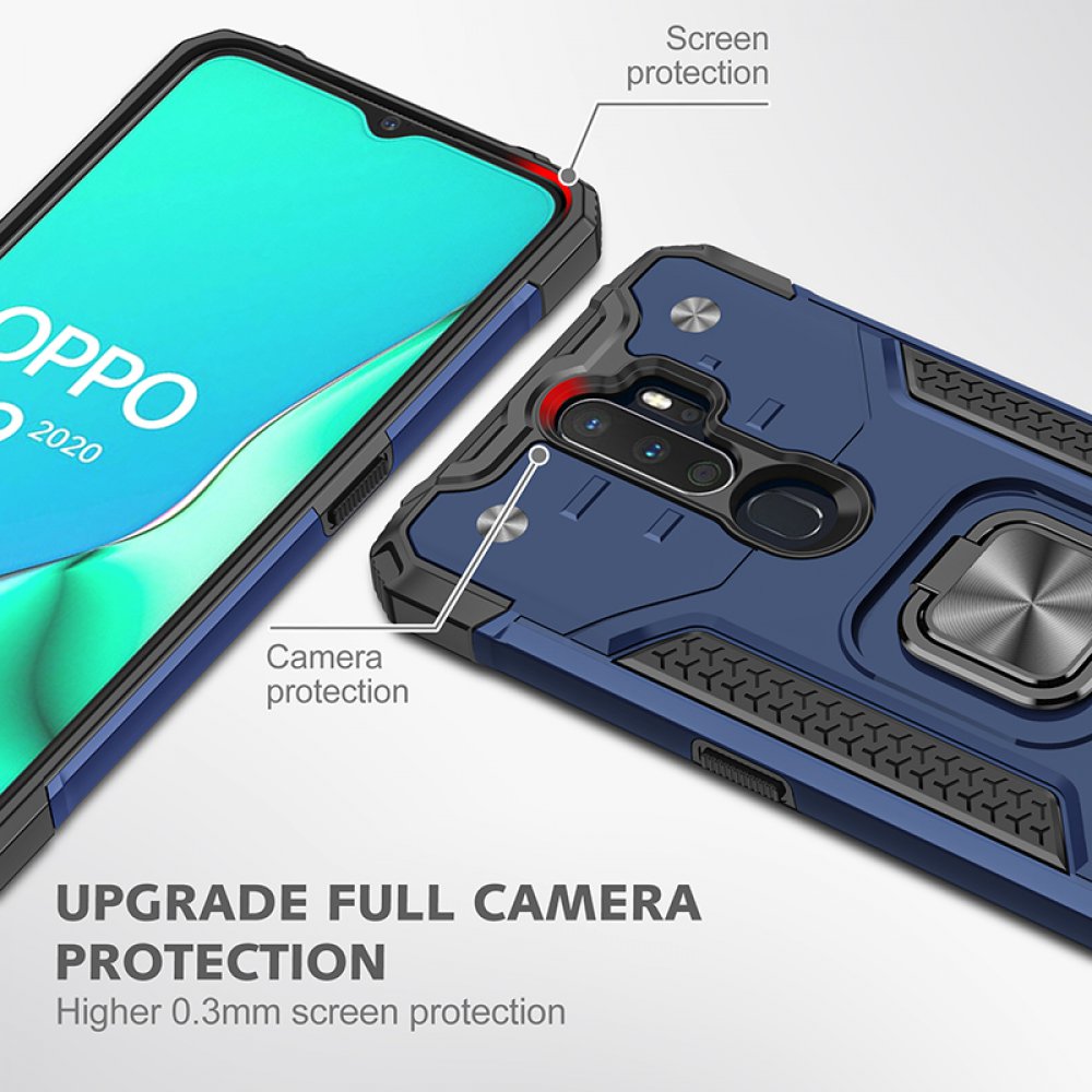 Newface Oppo A9 2020 Kılıf Zegna Yüzüklü Silikon Kapak - Mavi