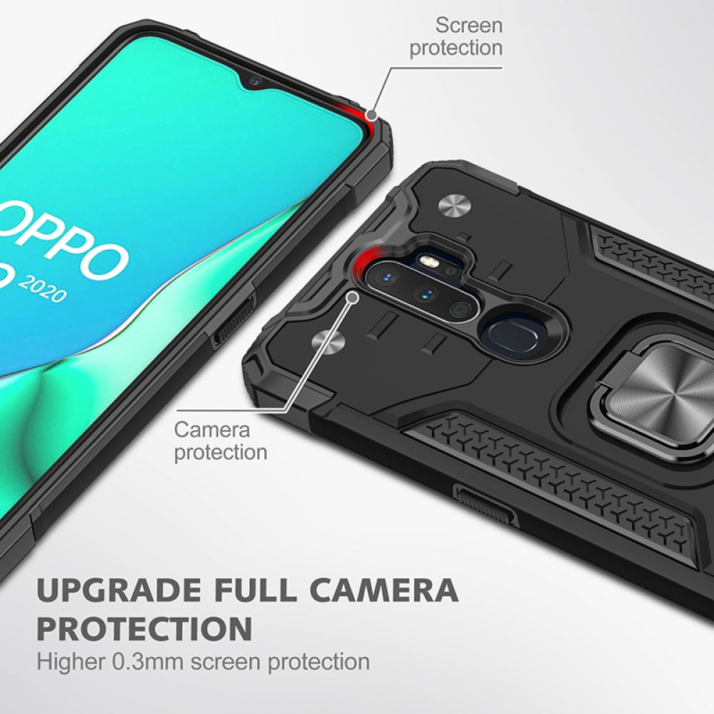 Newface Oppo A9 2020 Kılıf Zegna Yüzüklü Silikon Kapak - Siyah