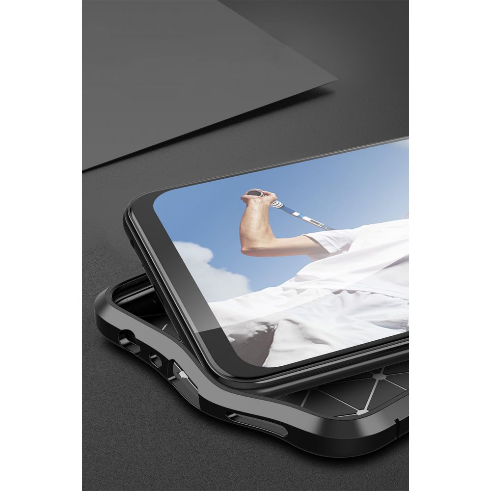 Newface Oppo A52 Kılıf Focus Derili Silikon - Siyah