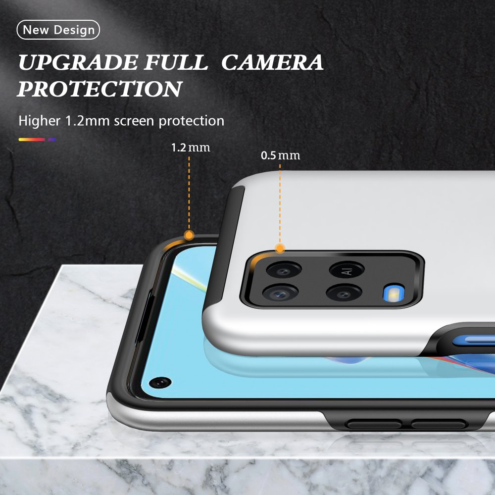 Newface Oppo A54 4G Kılıf Elit Yüzüklü Kapak - Gümüş