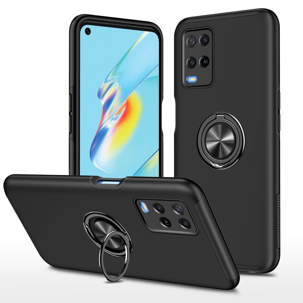 Newface Oppo A54 4G Kılıf Elit Yüzüklü Kapak - Siyah