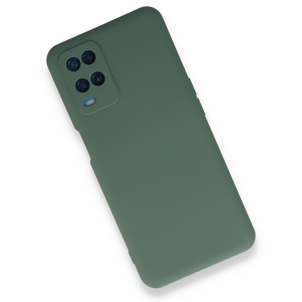 Newface Oppo A54 4G Kılıf Nano içi Kadife  Silikon - Koyu Yeşil