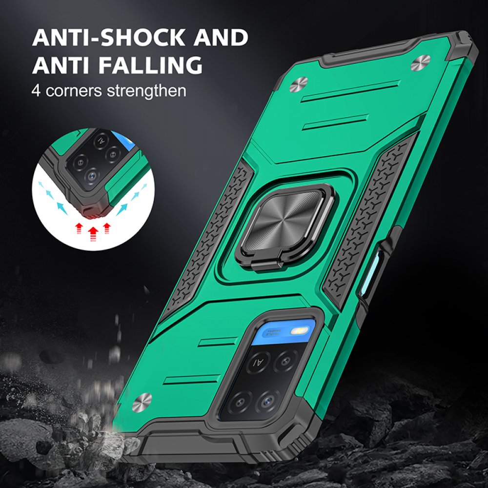 Newface Oppo A54 4G Kılıf Zegna Yüzüklü Silikon Kapak - Koyu Yeşil