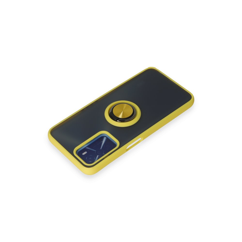 Newface Oppo A55 Kılıf Montreal Yüzüklü Silikon Kapak - Sarı