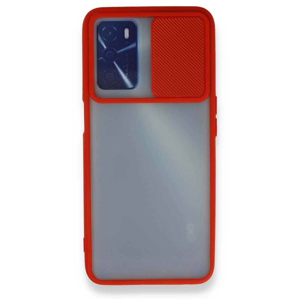 Newface Oppo A55 Kılıf Palm Buzlu Kamera Sürgülü Silikon - Kırmızı