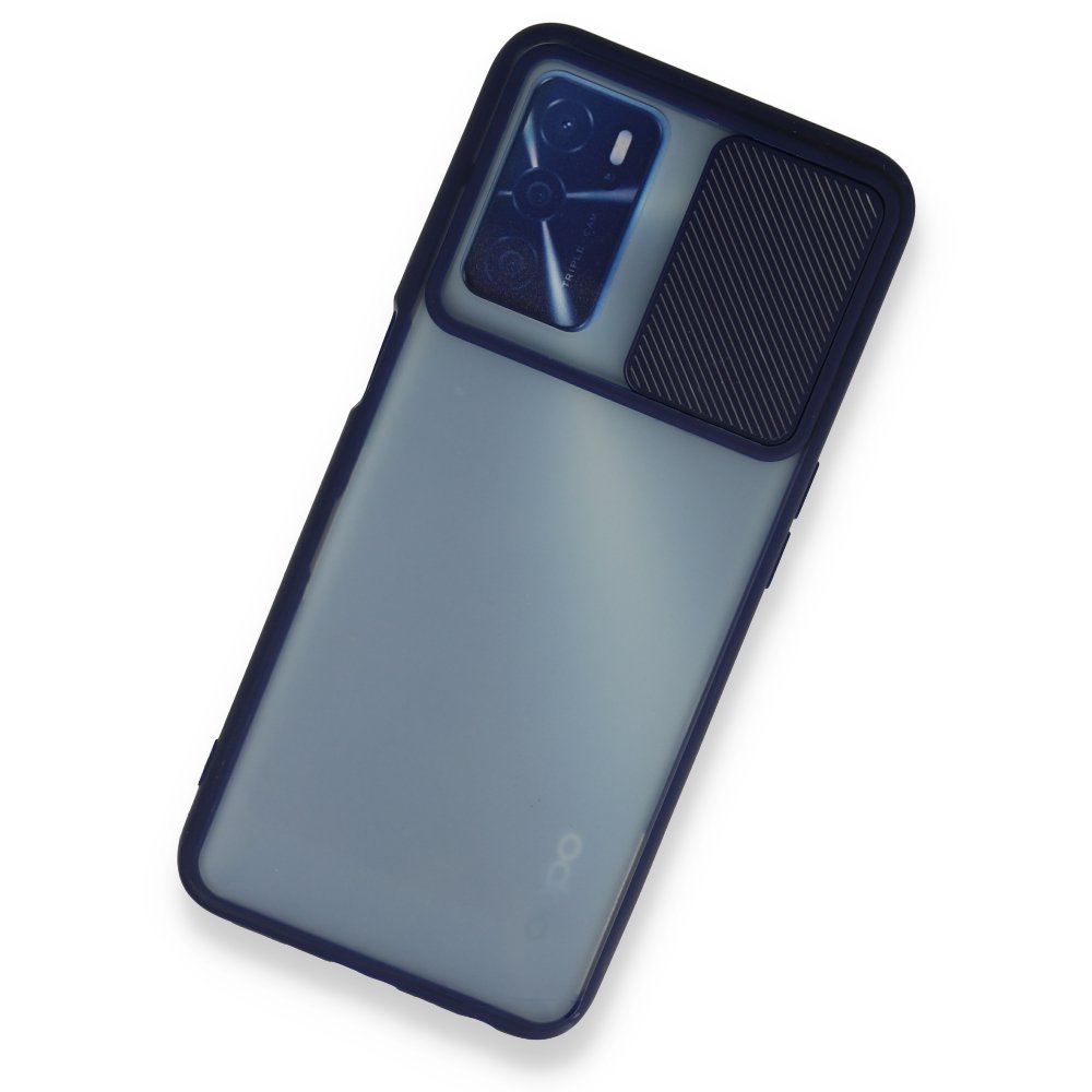 Newface Oppo A55 Kılıf Palm Buzlu Kamera Sürgülü Silikon - Lacivert