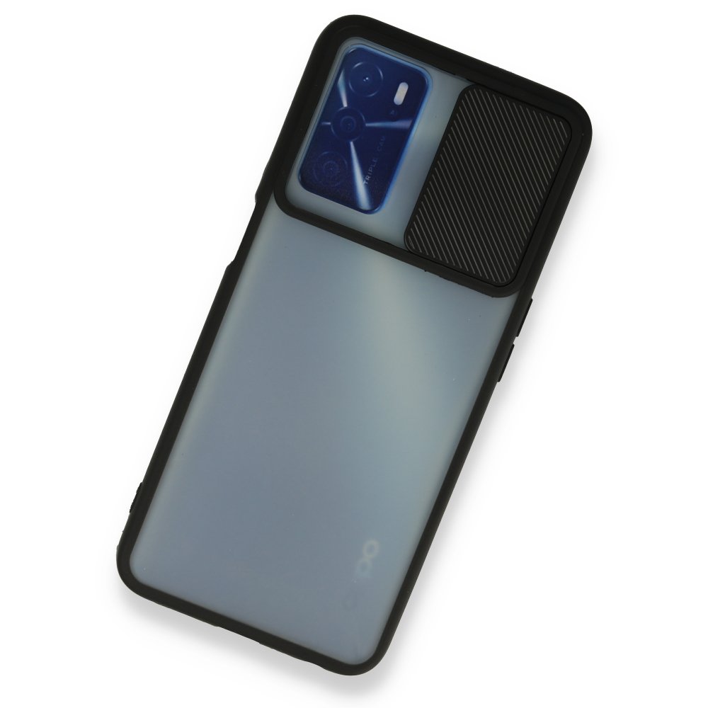 Newface Oppo A55 Kılıf Palm Buzlu Kamera Sürgülü Silikon - Siyah