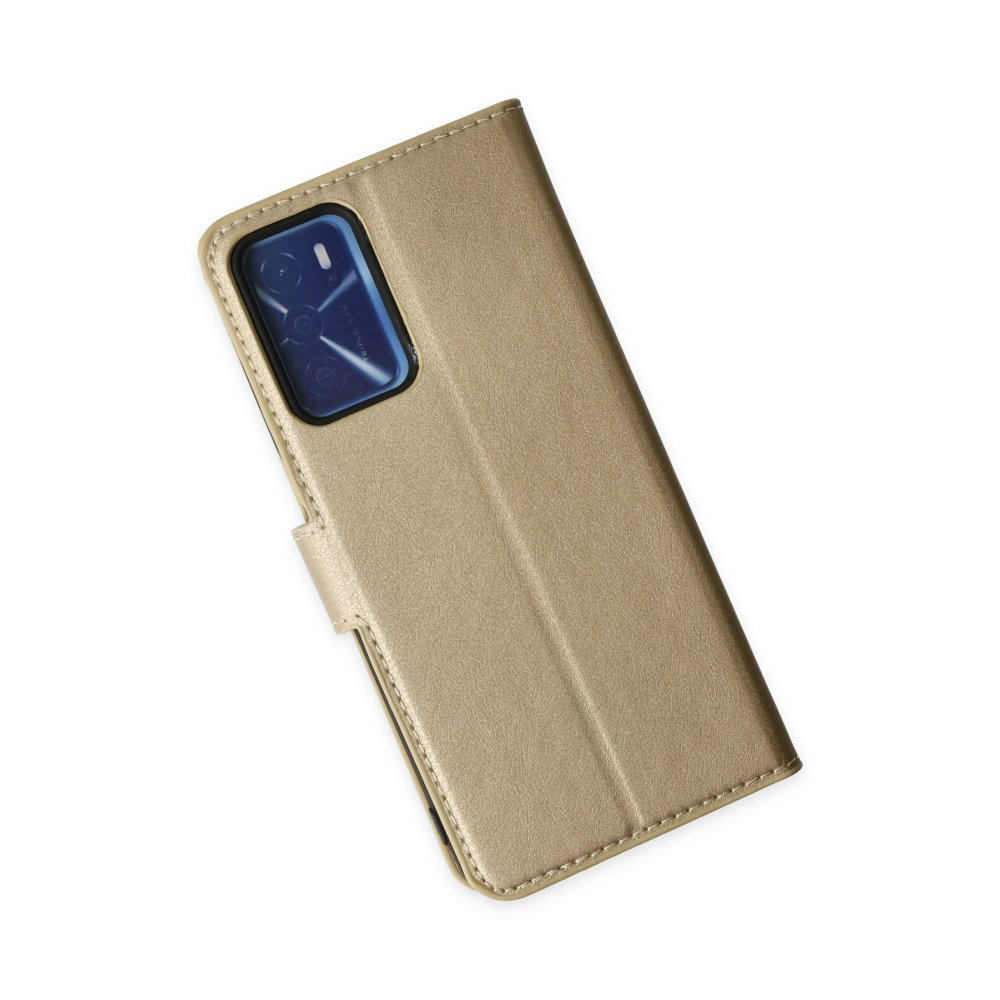 Newface Oppo A55 Kılıf Trend S Plus Kapaklı Kılıf - Gold