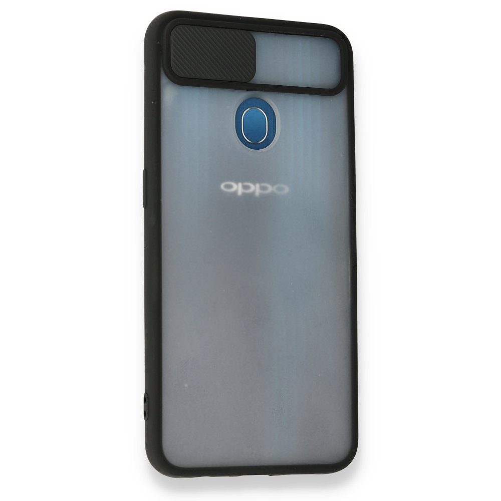 Newface Oppo A5S Kılıf Palm Buzlu Kamera Sürgülü Silikon - Siyah