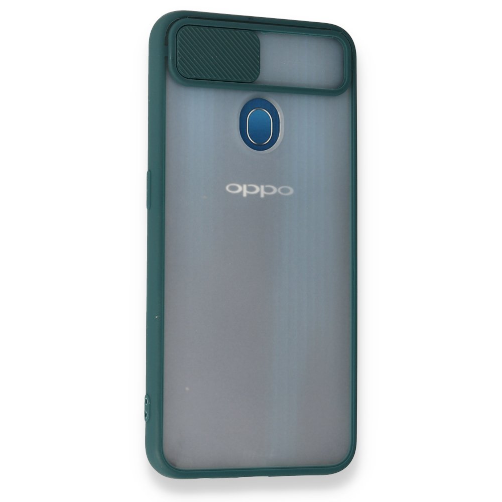 Newface Oppo A5S Kılıf Palm Buzlu Kamera Sürgülü Silikon - Yeşil