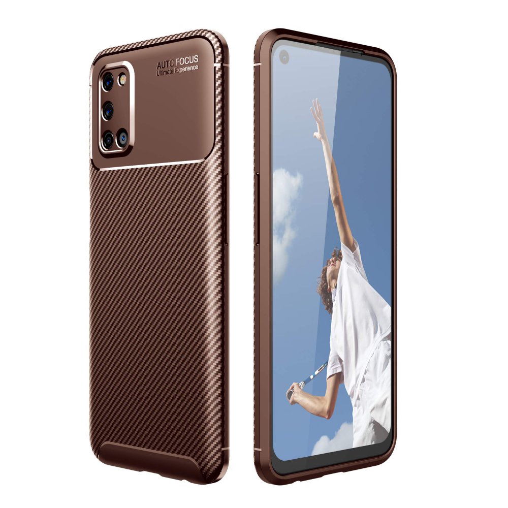 Newface Oppo A72 Kılıf Focus Karbon Silikon - Kahverengi