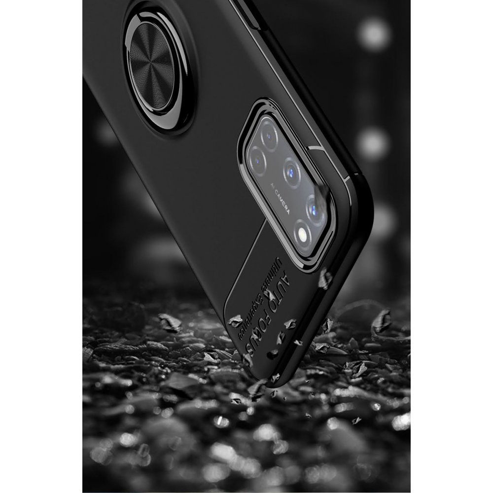 Newface Oppo A72 Kılıf Range Yüzüklü Silikon - Siyah