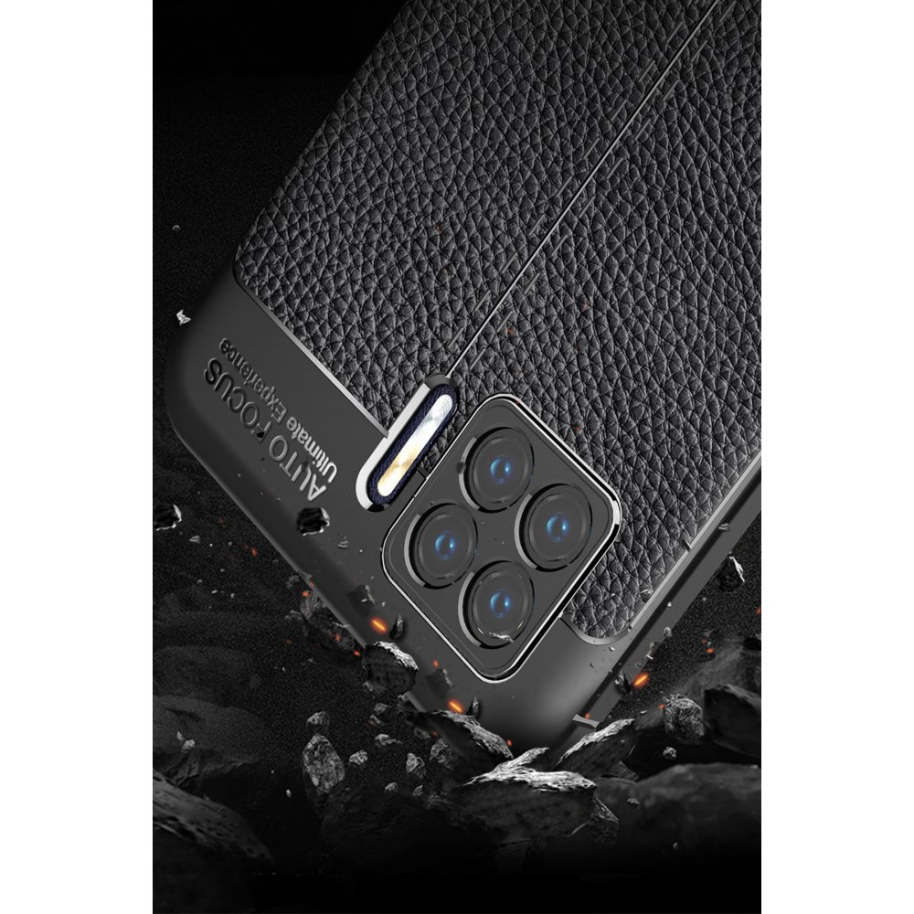 Newface Oppo A73 Kılıf Focus Derili Silikon - Siyah