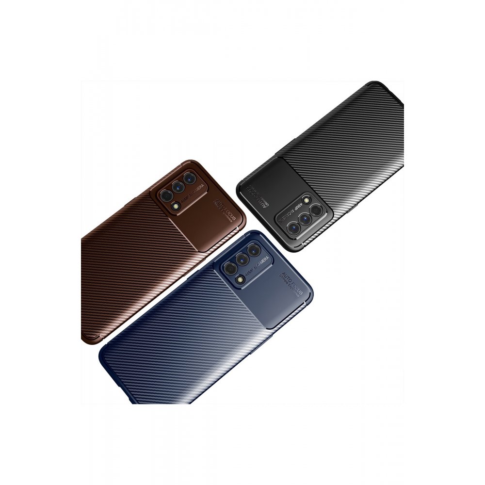 Newface Oppo A74 4G Kılıf Focus Karbon Silikon - Kahverengi
