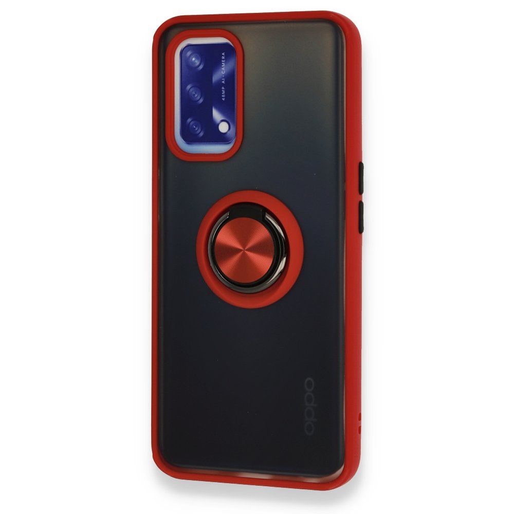 Newface Oppo A74 4G Kılıf Montreal Yüzüklü Silikon Kapak - Kırmızı