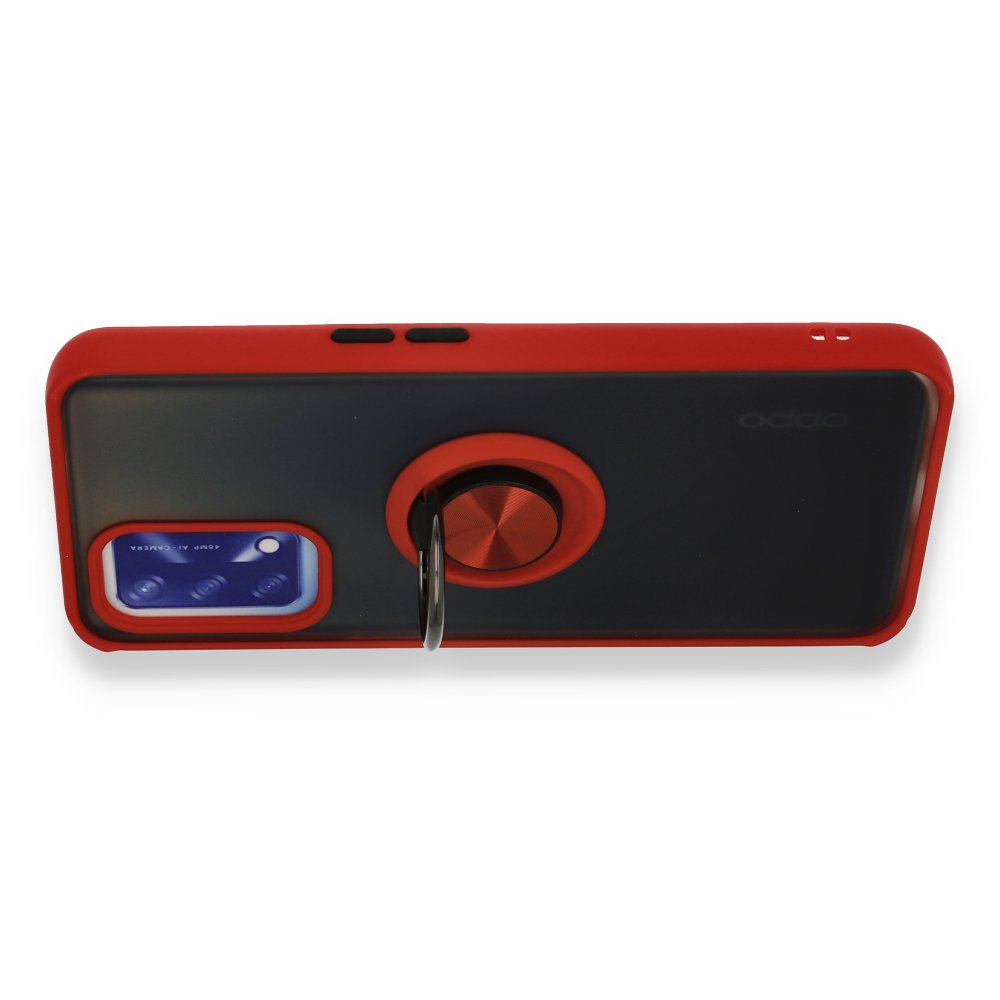 Newface Oppo A74 4G Kılıf Montreal Yüzüklü Silikon Kapak - Kırmızı