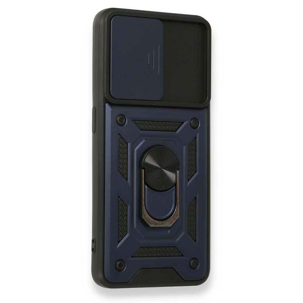 Newface Oppo A74 4G Kılıf Pars Lens Yüzüklü Silikon - Lacivert