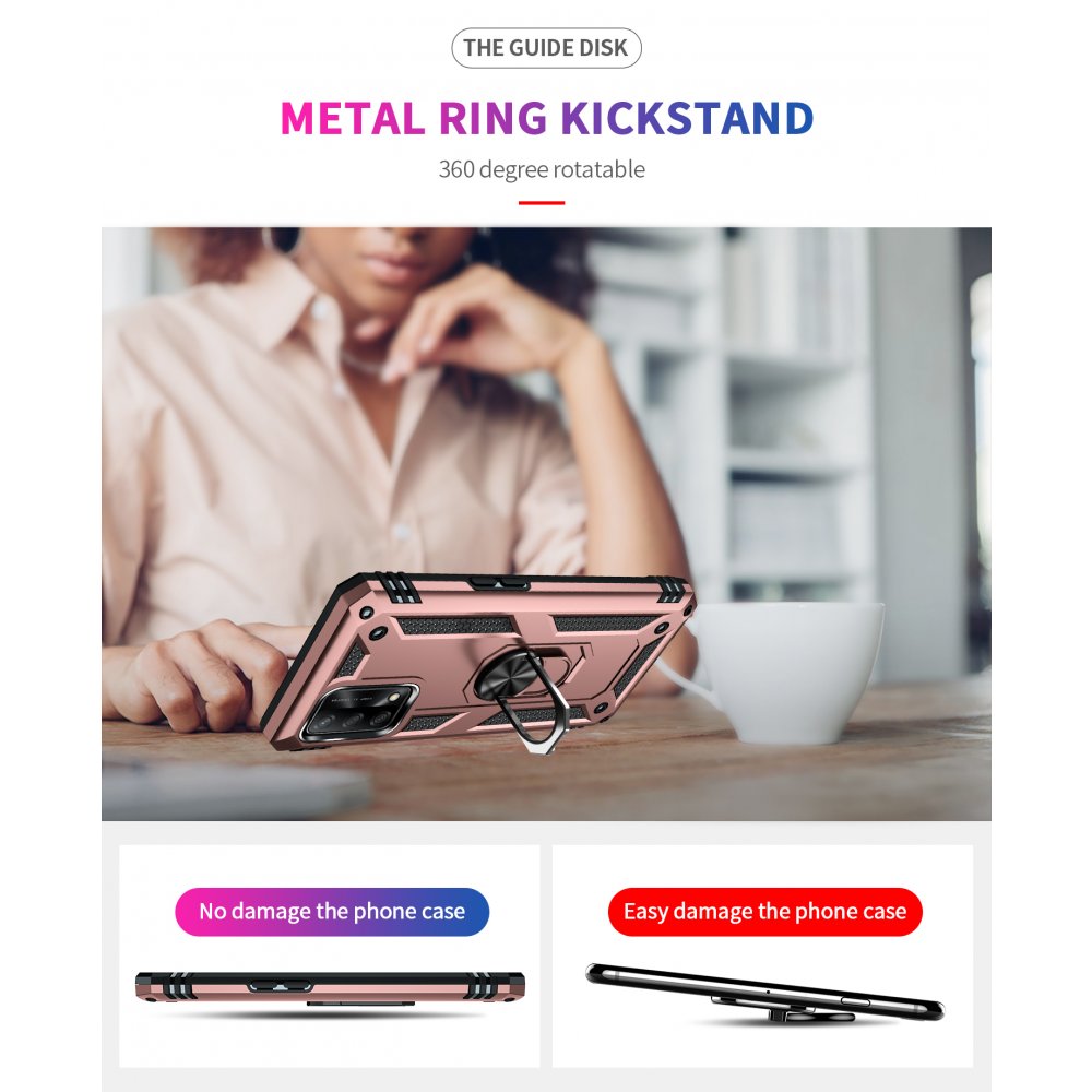 Newface Oppo A74 4G Kılıf Sofya Yüzüklü Silikon Kapak - Rose