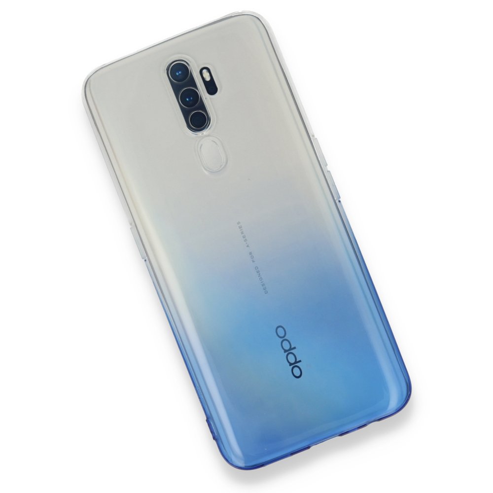 Newface Oppo A9 2020 Kılıf Lüx Çift Renkli Silikon - Mavi