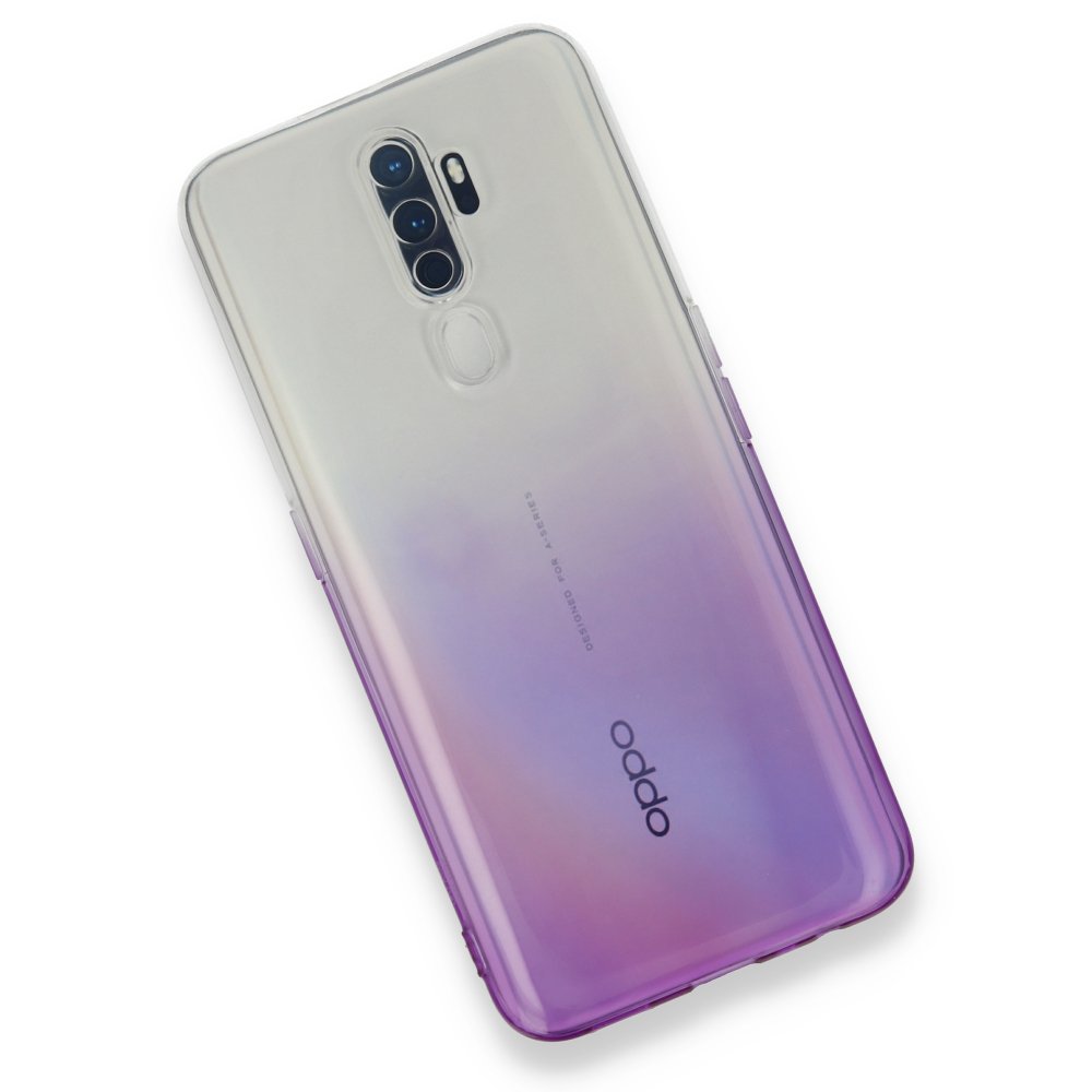 Newface Oppo A5 2020 Kılıf Lüx Çift Renkli Silikon - Mor