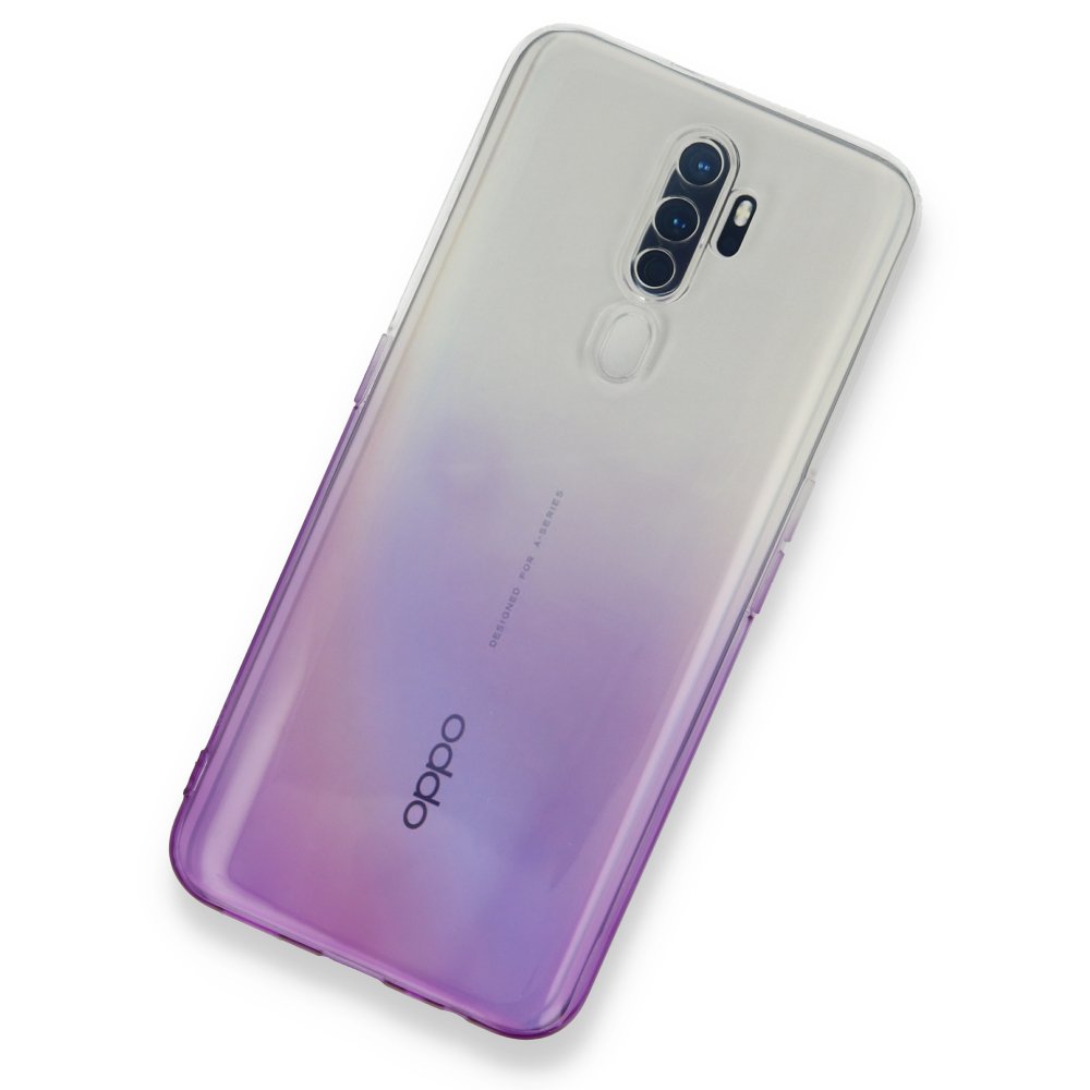 Newface Oppo A9 2020 Kılıf Lüx Çift Renkli Silikon - Mor