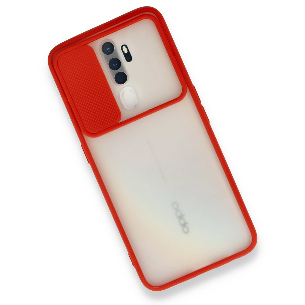 Newface Oppo A9 2020 Kılıf Palm Buzlu Kamera Sürgülü Silikon - Kırmızı