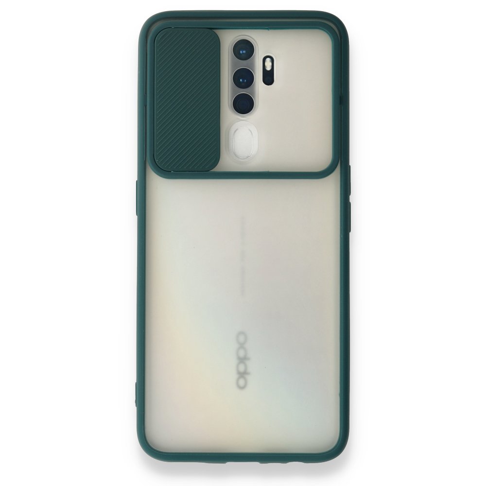 Newface Oppo A9 2020 Kılıf Palm Buzlu Kamera Sürgülü Silikon - Yeşil