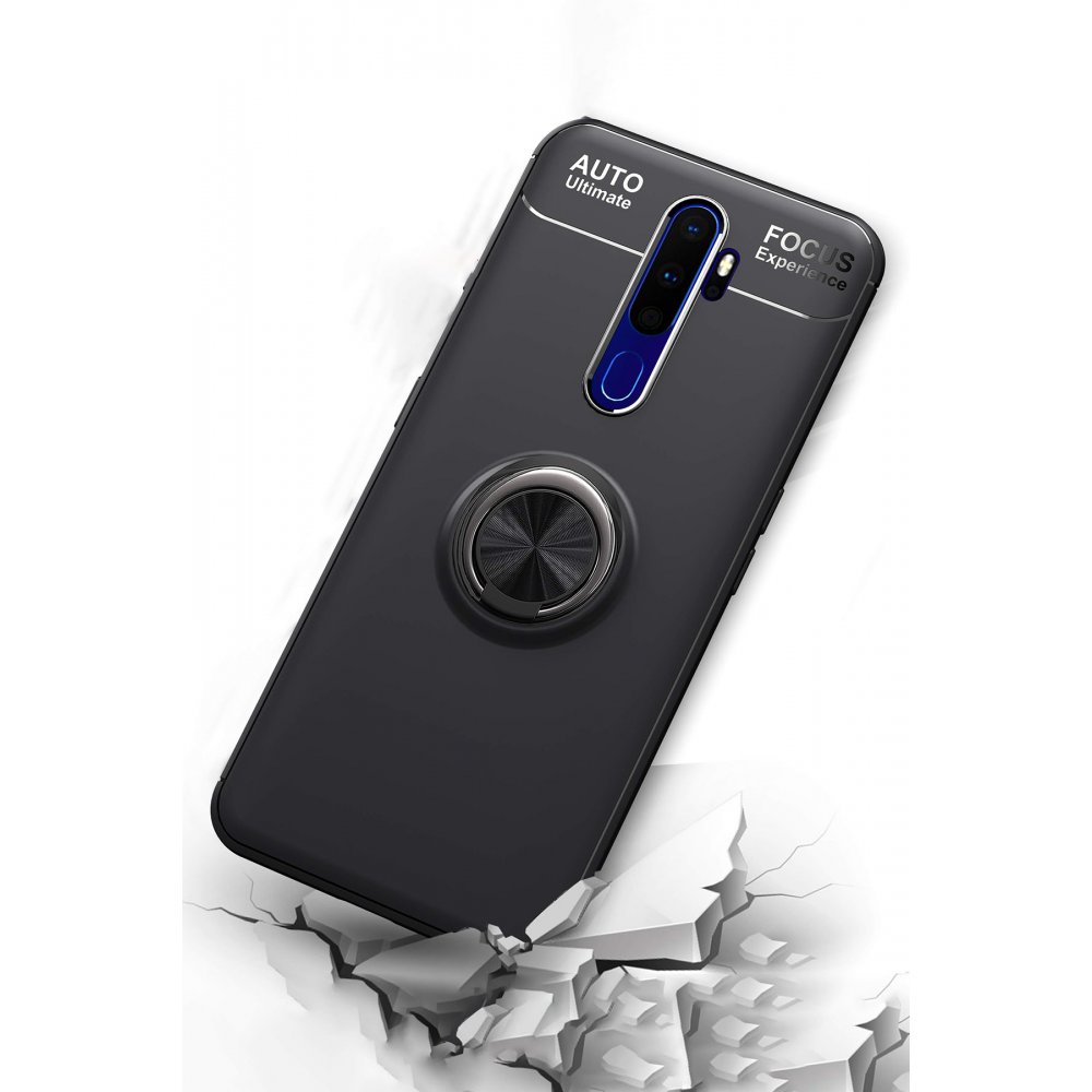 Newface Oppo A9 2020 Kılıf Range Yüzüklü Silikon - Siyah