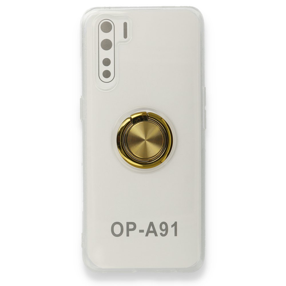 Newface Oppo A91 / Reno 3 Kılıf Gros Yüzüklü Silikon - Gold