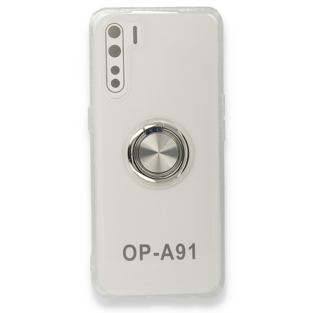 Newface Oppo A91 / Reno 3 Kılıf Gros Yüzüklü Silikon - Gümüş