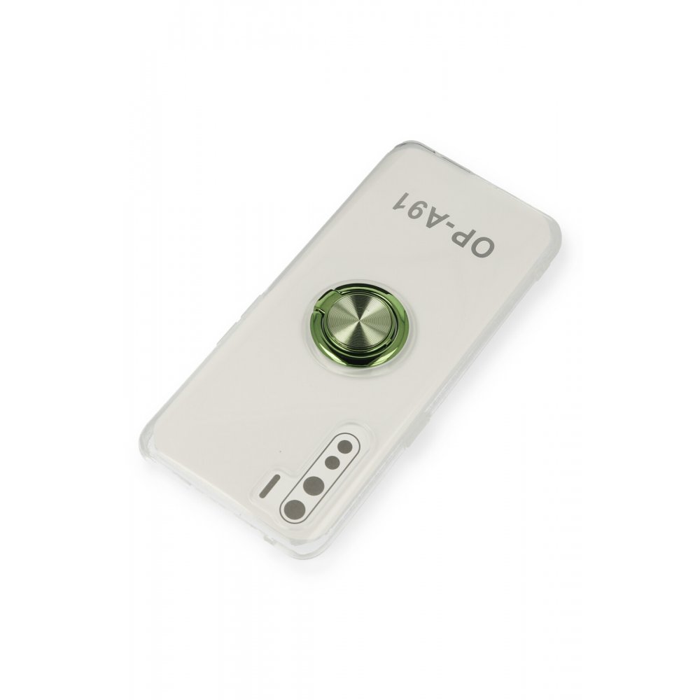 Newface Oppo A91 / Reno 3 Kılıf Gros Yüzüklü Silikon - Yeşil
