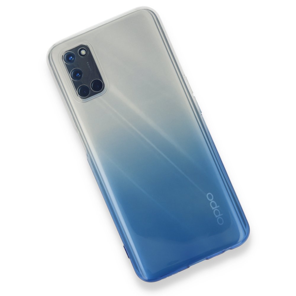 Newface Oppo A52 Kılıf Lüx Çift Renkli Silikon - Mavi