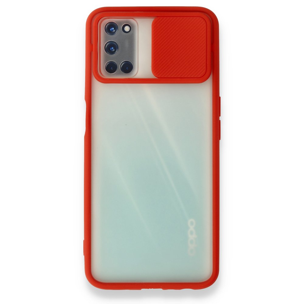 Newface Oppo A92 Kılıf Palm Buzlu Kamera Sürgülü Silikon - Kırmızı