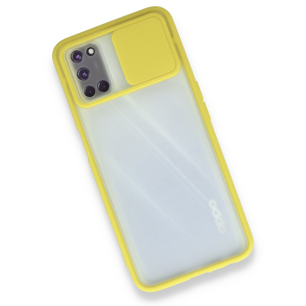 Newface Oppo A92 Kılıf Palm Buzlu Kamera Sürgülü Silikon - Sarı