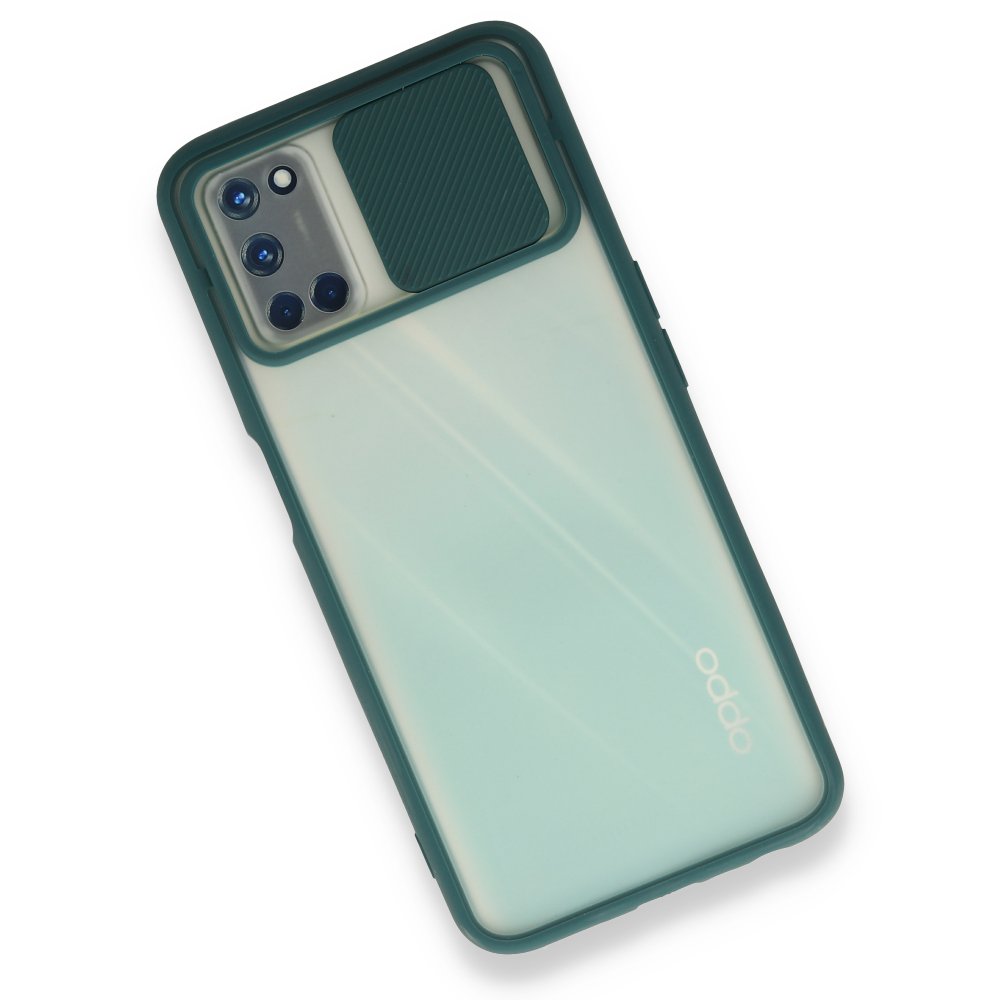 Newface Oppo A92 Kılıf Palm Buzlu Kamera Sürgülü Silikon - Yeşil