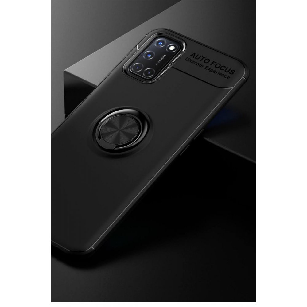 Newface Oppo A92 Kılıf Range Yüzüklü Silikon - Siyah