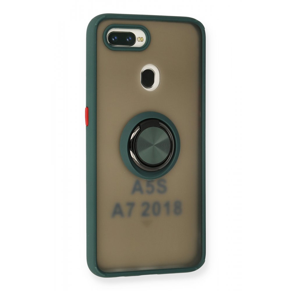 Newface Oppo AX7 Kılıf Montreal Yüzüklü Silikon Kapak - Yeşil