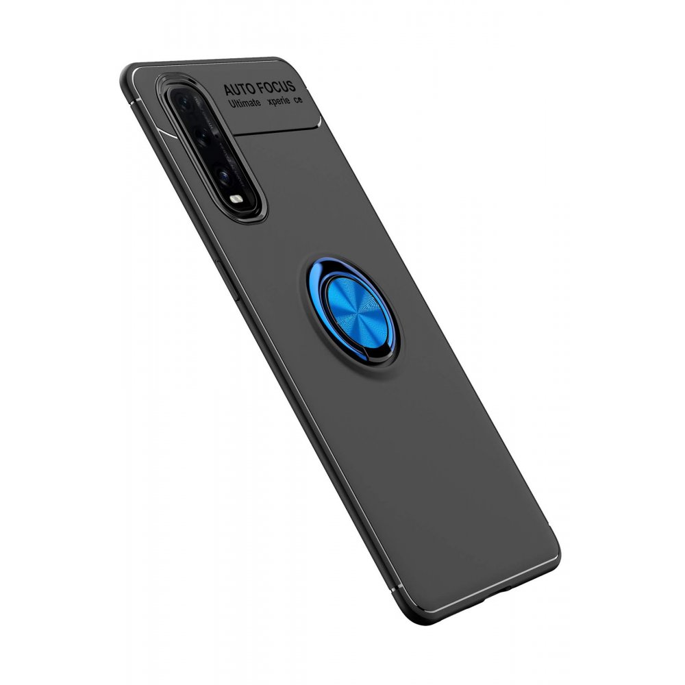 Newface Oppo Find X2 Kılıf Range Yüzüklü Silikon - Siyah-Mavi