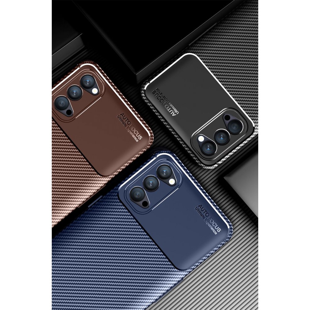 Newface Oppo Reno 4 Kılıf Auto Focus Karbon Kapak - Siyah