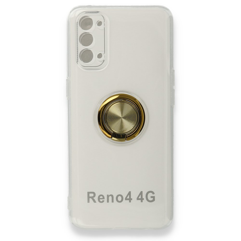 Newface Oppo Reno 4 Kılıf Gros Yüzüklü Silikon - Gold