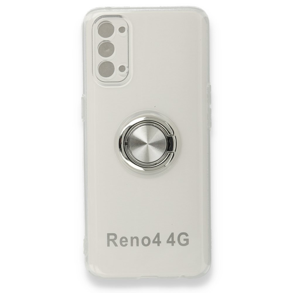 Newface Oppo Reno 4 Kılıf Gros Yüzüklü Silikon - Gümüş