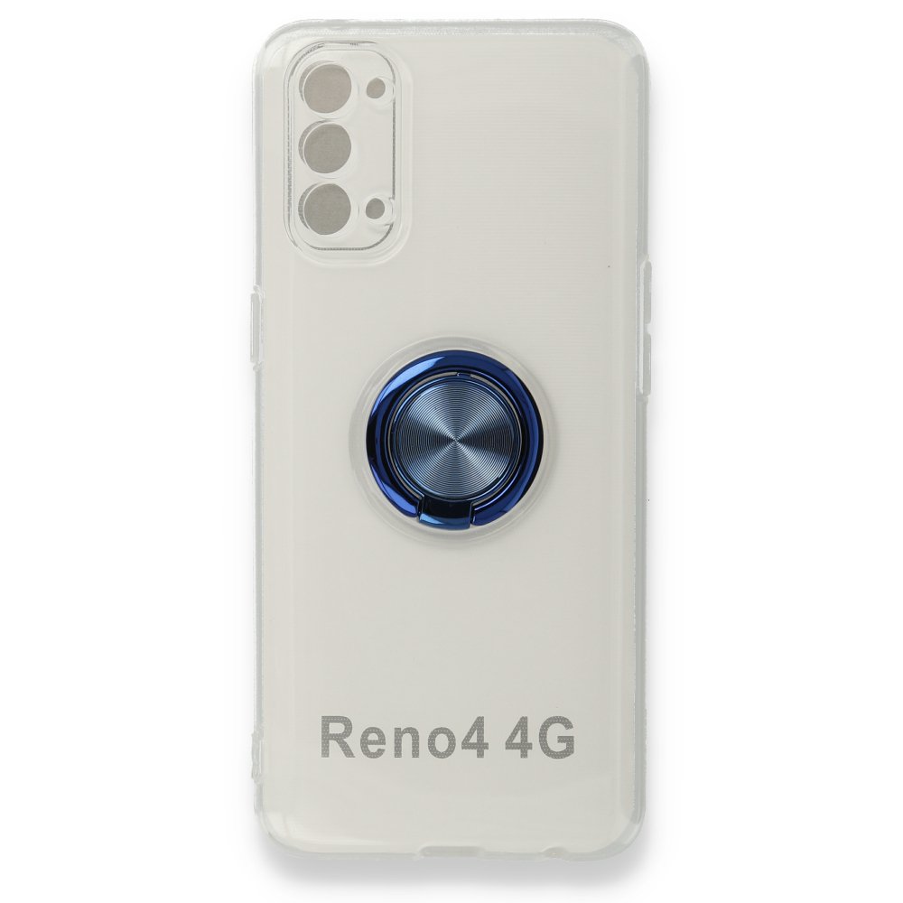 Newface Oppo Reno 4 Kılıf Gros Yüzüklü Silikon - Mavi